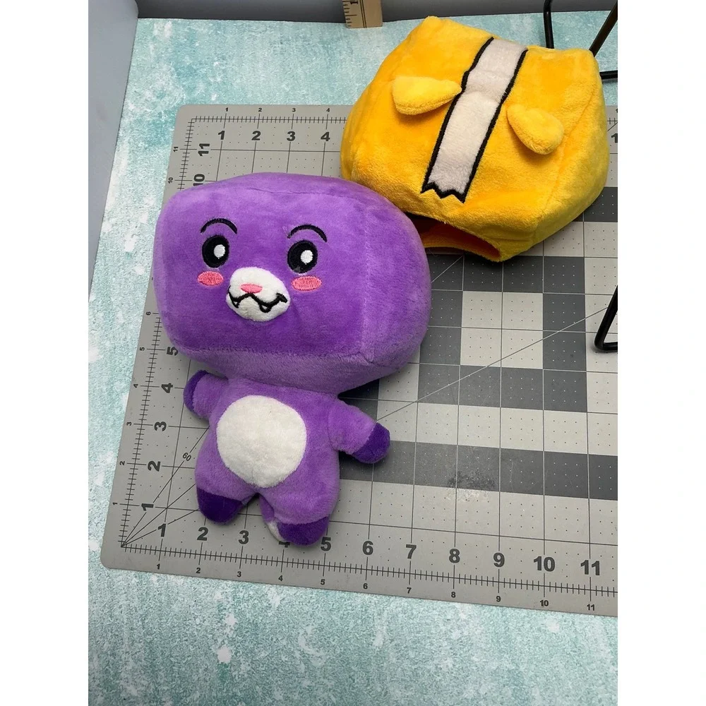 Purple‎ Bear Plush Toy Yellow Hat Cute Stuffed Animal